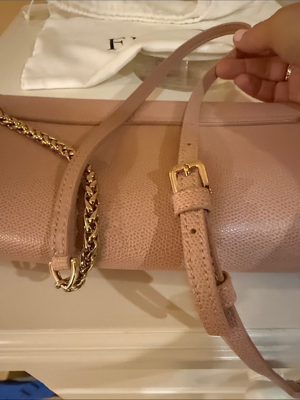 Furla Blush Pink Leather Crossbody with Gold Hardware - Picture 10 of 10